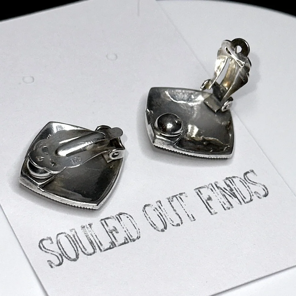 VINTAGE x STERLING SILVER DESIGNER ARTISAN EARRINGS | 925 & MARCASITES |TIMELESS